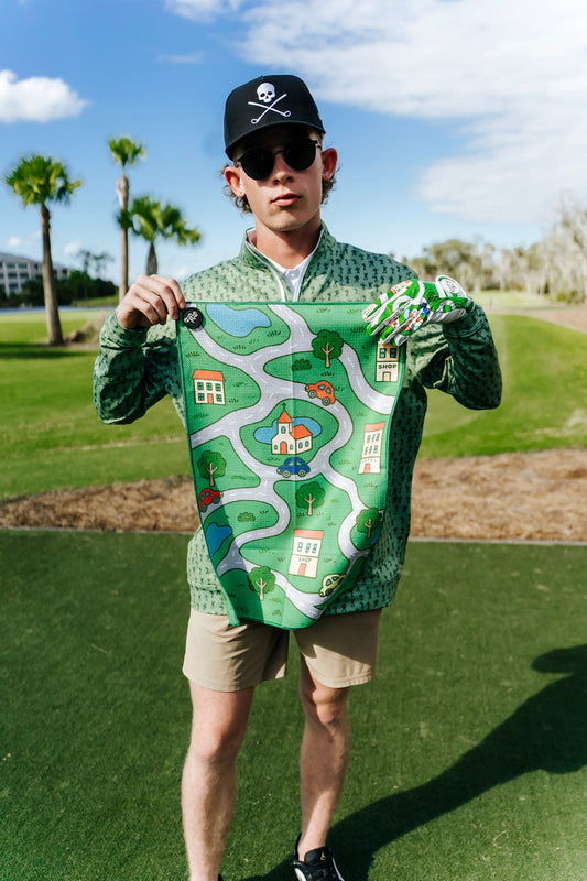 Nostalgic Kids Car Map Golf Towel