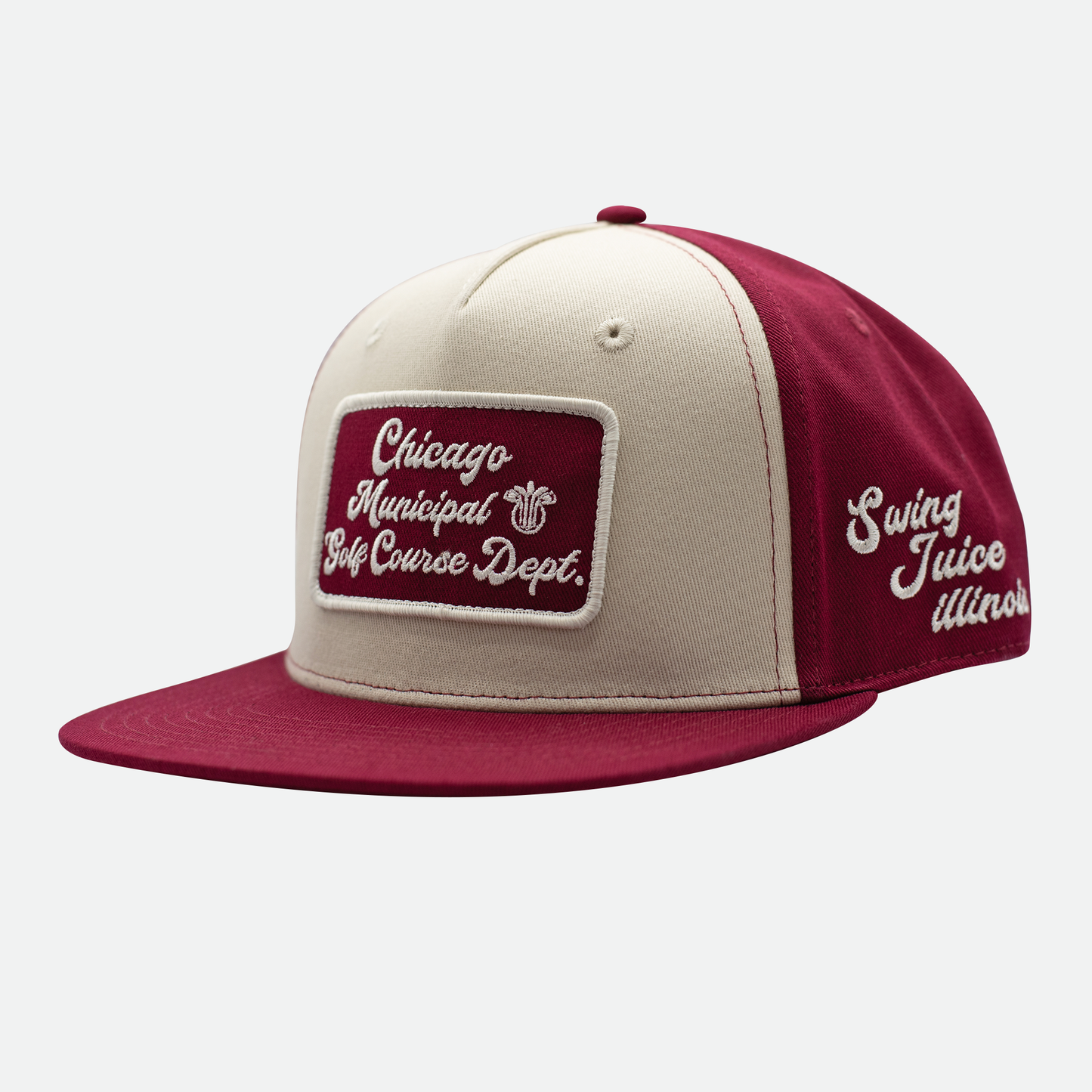 Golf Chicago Muni Unisex Snapback Hat Khaki/Maroon O/S - Final Sale