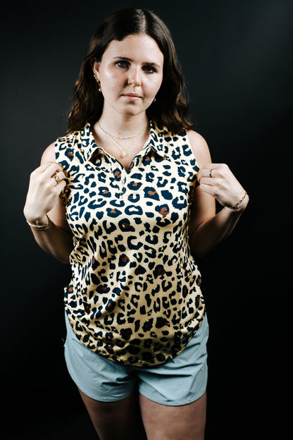 Womens Cheetah Leopard Polo
